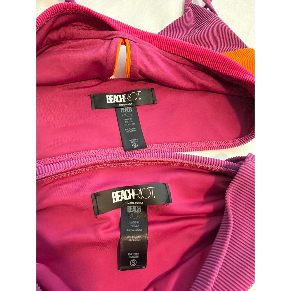 Beach Riot Anthropologie Alexis Colorblock Bikini Set SZ Top-M Bottom-S - Picture 2 of 10